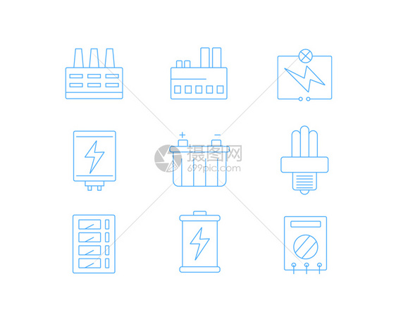蓝色ICON图标电力SVG图标元素套图图片