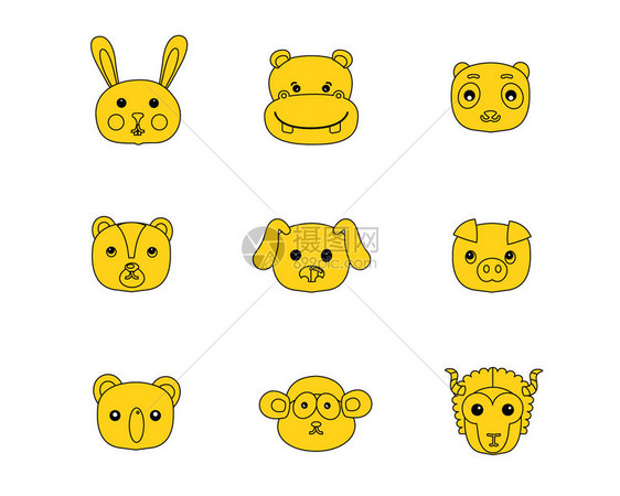 黄色动物图标svg图标元素套图图片
