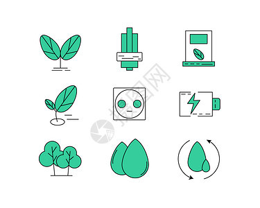 绿色ICON图标环保SVG图标元素套图图片