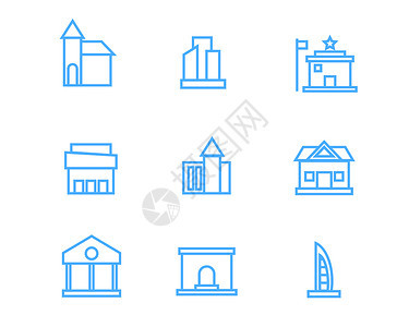 彩色建筑物图标矢量SVG图标元素套图背景图片