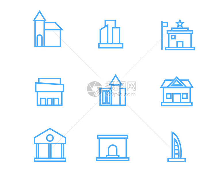 彩色建筑物图标矢量SVG图标元素套图插画图片下载-正版图片402400575-摄图网