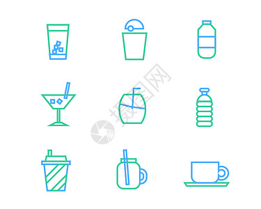 酒水饮料背景彩色酒水饮料图标矢量SVG图标元素套图5插画