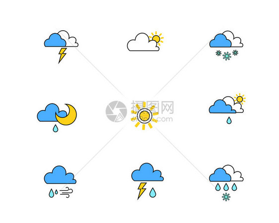 彩色图标天气主题元素套图1图片