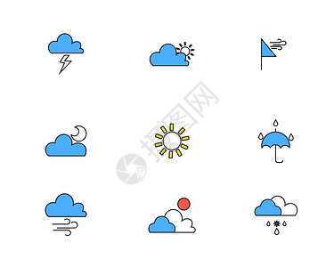 彩色图标天气主题元素套图2图片
