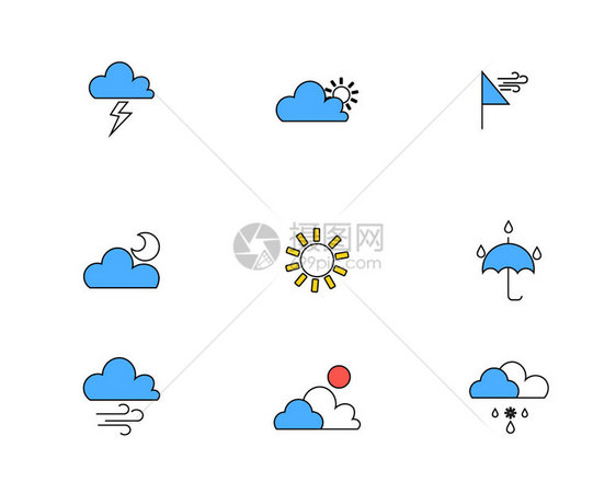 彩色图标天气主题元素套图2图片