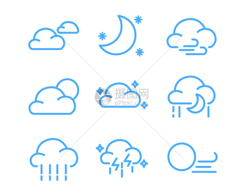 蓝色天气图标svg图标元素套图1图片