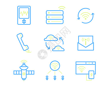 通信云黄蓝通信图标电话信号svg图标元素套图插画