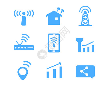 通信运营蓝色通信图标信号svg图标元素套图插画