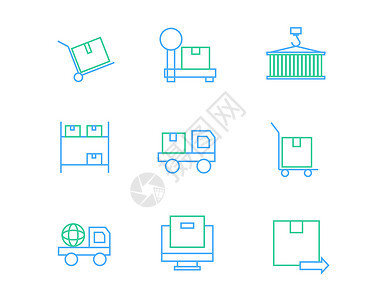 蓝绿色物流交通图标矢量SVG图标元素套图4背景图片