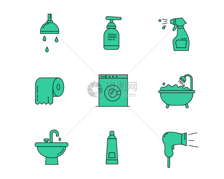 绿色洗浴图标svg图标元素套图123图片