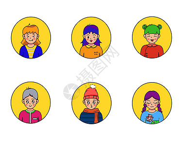 黄色可爱上班族人物头像SVG图标元素高清图片