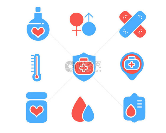 粉蓝配色医疗行业图标svg图标元素套图图片