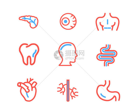 红蓝配色医疗行业图标svg图标元素套图图片