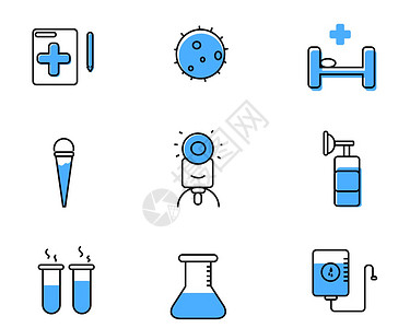 蓝色病例医疗元素矢量套图图片