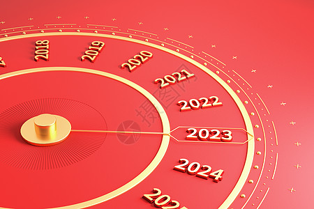 2023红色大气时间轮盘背景图片