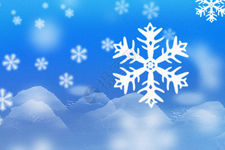 蓝色冬天雪花背景背景图片