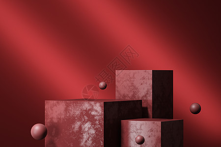 红色高端几何展台背景图片