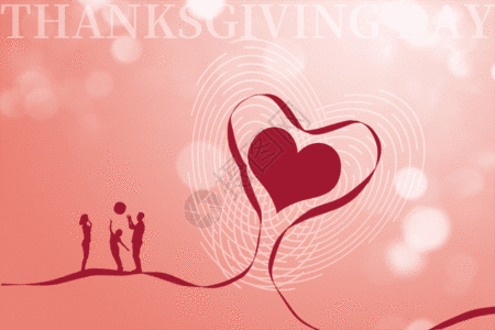 感恩节海报感恩节创意粉色爱心家人GIF高清图片