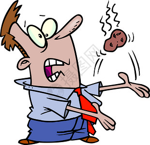 杂耍烫手山芋的卡通商人图片