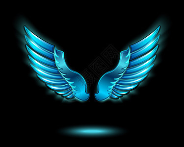 蓝色发光天使的翅膀图片