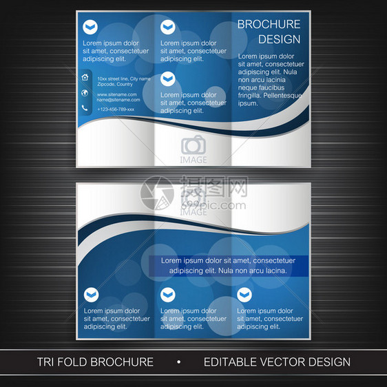 商业三页传单模板小册子或封面设计可编辑的矢量设计图片