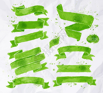 水彩画的丝带绿色图片