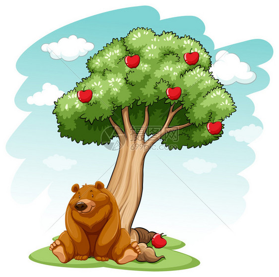 熊在树下图片