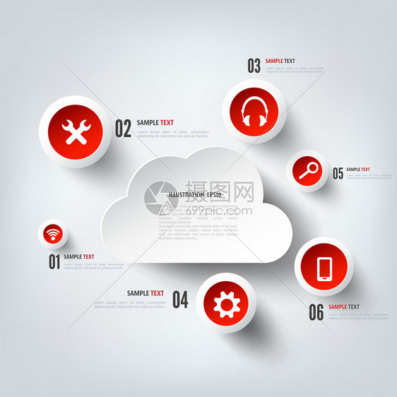 云计算背景与web图标社交网络移动应用程序图片