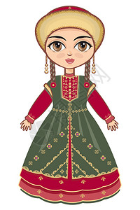 巴什基尔语穿裙子的那个历史的衣服背景图片