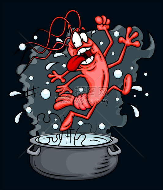 卡通虾烹饪矢量图图片