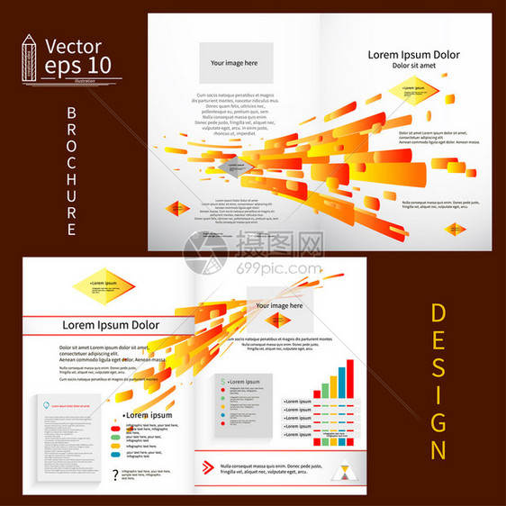 橙色的宣传册模板设计图片