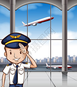 航空公司的机长在机场图片