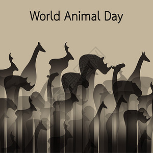 矢量图像的动物群体野生动物世界动物日图片