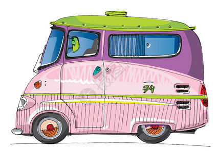 大篷车汽车之家卡通矢量背景图片