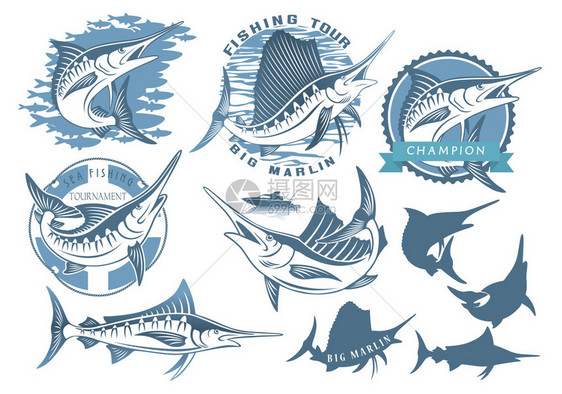 马林鱼捕捞图标图片