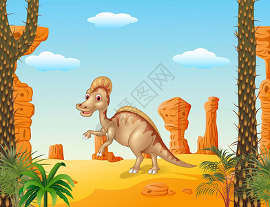 在theprehistoric背景的鸭嘴恐龙图片