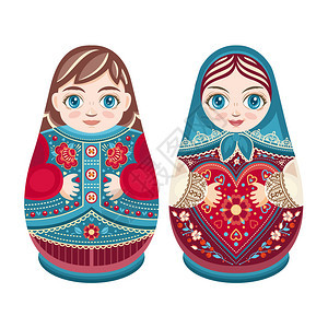 娃俄罗斯民间的嵌套娃娃男孩和女孩图片