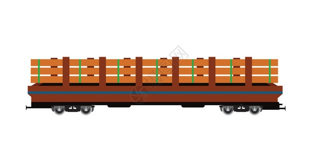 带木材的平轨货车矢量图图片