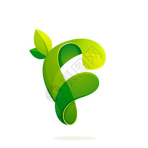 带绿色的叶子生态标志音量图标F字母图片