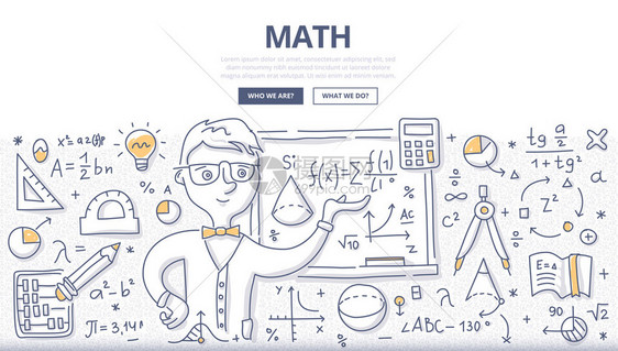 和教学数的涂鸦矢量图网络横幅英雄图像印刷材料的数学图片