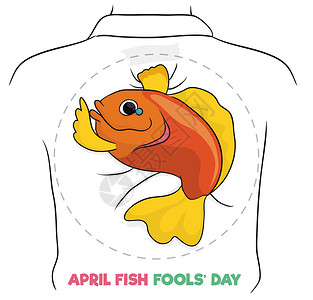 四月愚人节卡通鱼设计矢量插图图片