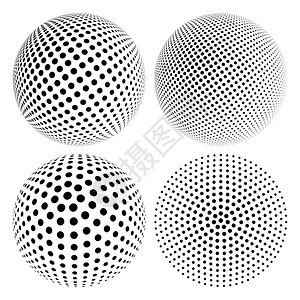 一组具有圆点的抽象半色3D球体技术风格中的未来设计元素图片