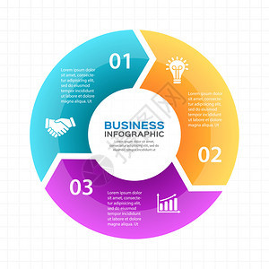 带有3个步骤部件选项的图形Infographic演示文稿图片