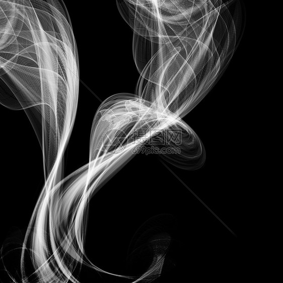 黑色矢量图上孤立的抽象烟雾图片