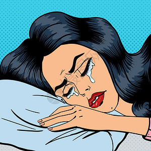 哭泣的女人筋疲力尽的女人女人在枕头里哭流行图片