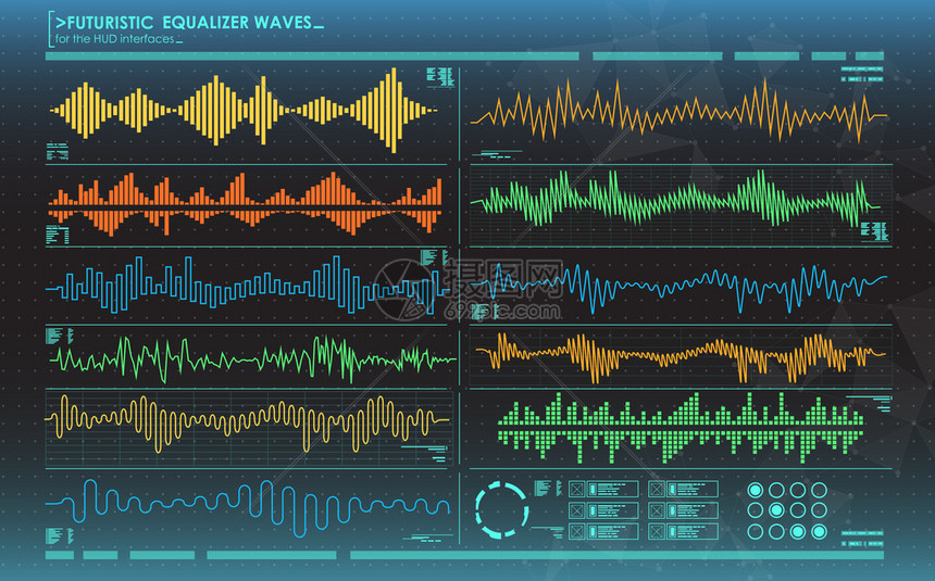 彩色的未来派均衡器波图片