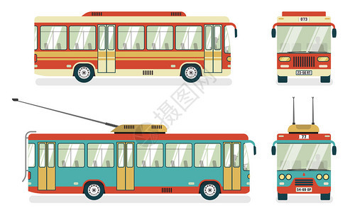 公共交通公交车无轨电车4个图标图片