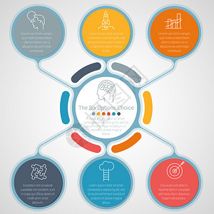六个选项的信息图表模板图片