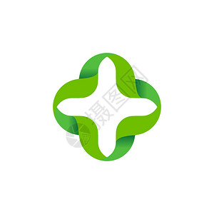 孤立的抽象绿色交叉矢量标志概述加号图片