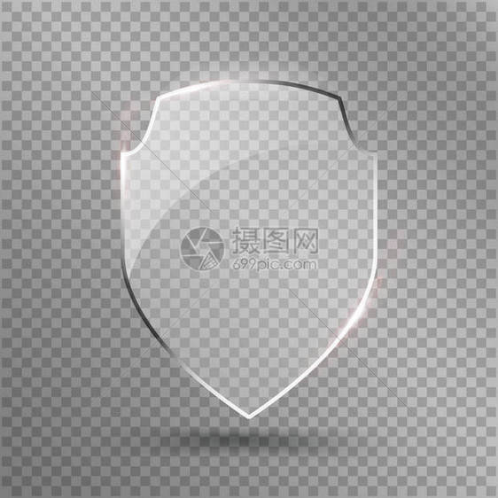 透明盾牌安全玻璃徽章图标隐私卫士保护盾概念装饰安全元件防御标志保护图片